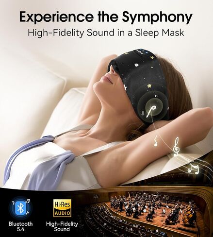 MUSICOZY Mulberry Silk Bluetooth Sleep Mask with HD Stereo Sound, Wireless Sleep Headband Headphones for Side Sleepers, Adjustable Size, Total Light Blocking, Perfect for Travel Relaxation Sleep in Saudi Arabia