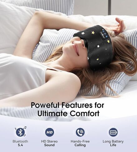 MUSICOZY Mulberry Silk Bluetooth Sleep Mask with HD Stereo Sound, Wireless Sleep Headband Headphones for Side Sleepers, Adjustable Size, Total Light Blocking, Perfect for Travel Relaxation Sleep in Saudi Arabia