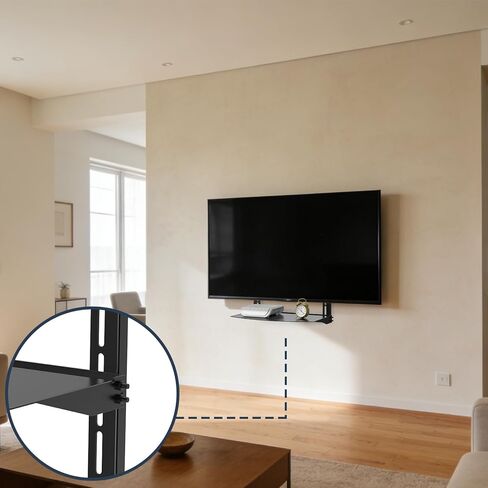 TV Wall Mount Shelf - Provides Storage Space for Set-top Boxes, DVD Players, Game Consoles, and Other Small Accessories. Sturdy Construction Supports 22 lbs in Saudi Arabia