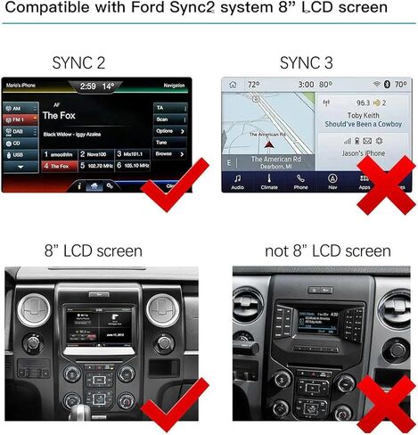 Wireless Carplay Android Auto لسيارة Ford 2013-2015 Year مع نظام Sync2، وحدة فك ترميز مجموعة Carplay التحديثية اللاسلكية، دعم الملاحة، Siri، الكاميرا in Kuwait