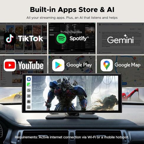 شاشة AI CarPlay مقاس 11 بوصة مع إمكانية الوصول الكامل إلى Google Play: تنزيل التطبيقات للبث، وGemini والمزيد، ومعالج 8 النواة، ونظام تحديد المواقع العالمي (GPS) المدمج، وشاشة 1920x720 IPS 60FPS، وAndroid Auto، وOTA، وكاميرا احتياطية DVR بدقة 1080 بكسل in Kuwait