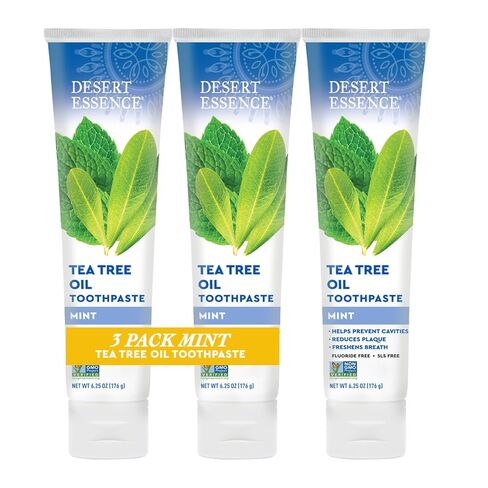 معجون أسنان زيت شجرة الشاي من Desert Essence - نعناع - 6.25 أونصة - طعم منعش - ينظف الأسنان واللثة بعمق - يساعد على مكافحة البلاك - ملح البحر - زيت عطري نقي - صودا الخبز - يعزز صحة الفم in Kuwait