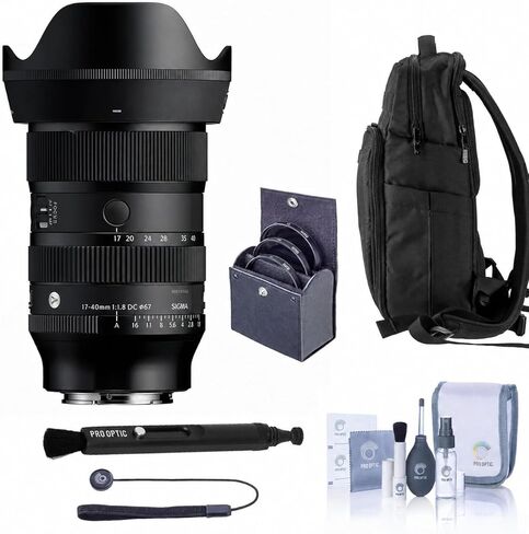Sigma 17-40mm f/1.8 DC Art Lens for Sony E, APS-C Wide-to-Normal Zoom, HLA Autofocus, Aperture Ring, Bundle with UV/CPL/ND Filter Kit | Backpack | Cap Keeper | Cleaning Kit | Sigma 4-Year Warranty in Saudi Arabia