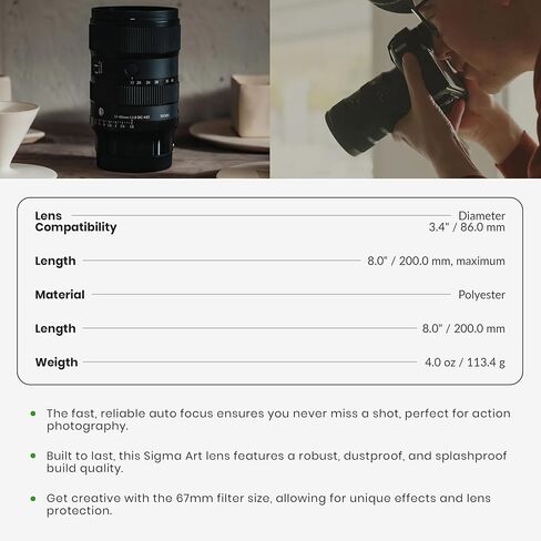 Sigma 17-40mm f/1.8 DC Art Lens for Sony E, APS-C Wide-to-Normal Zoom, HLA Autofocus, Aperture Ring, Bundle with UV/CPL/ND Filter Kit | Backpack | Cap Keeper | Cleaning Kit | Sigma 4-Year Warranty in Saudi Arabia