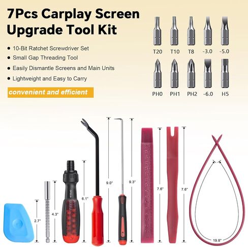 Ratchet Screwdriver 7 PCS Auto Trim Removal Tool Kit, No-Scratch Car Interior Disassembly Set for Dash Radio Audio CarPlay Screen Upgrade & Reverse Camera Installation in Saudi Arabia
