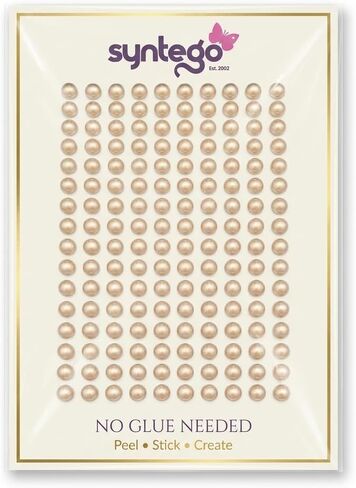Syntego 200 Champagne Round Pearls 6mm Flat Backed Round Self Adhesive Beads in Saudi Arabia