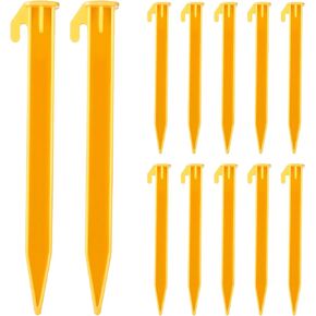 12Pcs Plastic Tent Stakes, 5.7Inch Heavy Duty Beach Tent Pegs Canopy Stakes for Camping Gardening Backpacking Tents Pegs Spike Hook, Durable Garden Landscape Stake Tents Spikes for Outdoor Garden in Kuwait