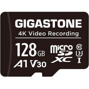 بطاقة GIGASTONE 128GB Micro SD A1 V30 حزمة واحدة، فيديو 4K Pro، كاميرا أمان، كاميرا داش، طائرة بدون طيار، بطاقة ذاكرة MicroSDXC بسرعة 100 ميجابايت/ثانية UHS-I فئة 10، مع محول in Kuwait