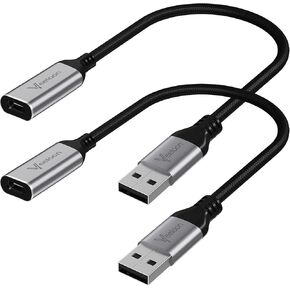 USB A Female to USB Male Adapter 10 Pack, Short Braided USB A 3.0 Charger Extension Cable, 5Gbps Data Transfer and Charging Converter for Flash Drive, Printer, Camera, Mouse, Keyboard, Plug & Play in Kuwait