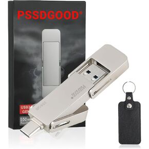 128GB USB Drive,Portable SSD Fast 550MB/s 2 in 1 Flash Drive,Type C+A USB3.2 Gen2 External Solid State Drive,SSD External Hard Drive for iPhone 15/16/17/Android Phone/PS5/Tablet/Windows in Saudi Arabia