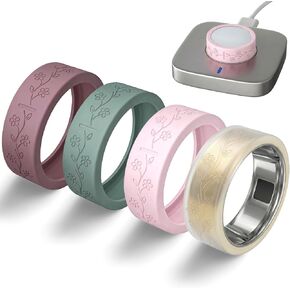4 عبوات من أغطية الحلقات الرفيعة للغاية المتوافقة مع غطاء Oura Ring Gen 4/4 السيراميك/ Oura Gen 3، ملحقات حماية حلقات ذكية من السيليكون منقوش عليها زهور لطيفة ومضادة للخدش للنساء in Kuwait