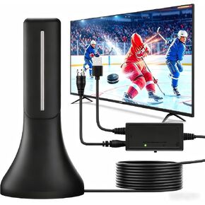 2026 Upgraded Indoor Digital TV Antenna, Long Range 360° Reception HD Antenna for Smart TV & All Older TVs, Signal Amplifier Booster 13ft Coax Cable, Supports 4K 1080P 8K VHF UHF Local Channels in Saudi Arabia