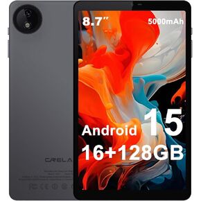 جهاز لوحي Crelander 8.7 بوصة Android 15، 16 جيجابايت + 128 جيجابايت Android مع HD IPS 1340 × 800، كاميرا 5 ميجابكسل + 13 ميجابكسل، بطارية 5000 مللي أمبير، بلوتوث/واي فاي، جهاز لوحي Android صغير مع حافظة (إصدار مطور) in Kuwait
