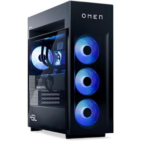 كمبيوتر مكتبي HP Omen MAX 45L 5090 للألعاب، AMD Ryzen 9 9900X3D 5.5 جيجا هرتز، Geforce RTX 5090، ذاكرة الوصول العشوائي DDR5 سعة 128 جيجابايت، 8 تيرابايت SSD، RGB Light Studio، مبرد سائل LCD، DP، HDMI، Wi-Fi 7، Windows 11 Pro، أسود in Kuwait
