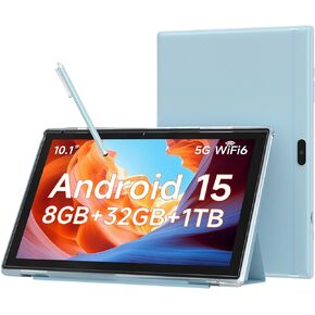 تابلت WUIUHOU مقاس 10.1 بوصة بنظام Android 15، وذاكرة وصول عشوائي 8 جيجابايت وتخزين 32 جيجابايت، وشاشة IPS عالية الدقة، وبطارية 5G WiFi 6,6000 مللي أمبير في الساعة، وكاميرا مزدوجة لمكالمات الفيديو، وعلامة تبويب مع حافظة وقلم لمس للكمبيوتر اللوحي للعمل/الد in Kuwait