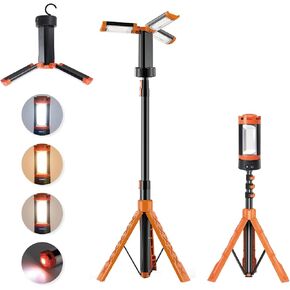 Rechargeable Camping Light with Stand, Aluminum 73" Portable Rechargeable LED Wirk Lights with 5 Lighting Modes - Telescopic Light with Tripod Work Lighting for Emergency, Power Outages, Hiking in Saudi Arabia