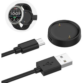 عبوتان من كابلات الشحن المتوافقة مع حزام Amazfit Helio، Amazfit T-Rex 3 Pro/T-Rex 3/Balance/Balance 2/Amazfit Active Max، كابل USB-A إلى كابل مغناطيسي، شاحن الساعة الذكية 1 متر (3.3 قدم) - أسود in Kuwait