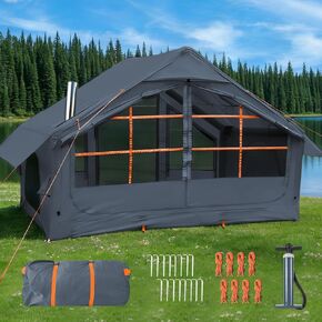 Inflatable Camping Tents, Easy Setup Blow up Tent with Hand Pump, 2-4 Person, Glamping Tents with Stove Jack, Tent with Skylight, Waterproof, 4 Season in Saudi Arabia