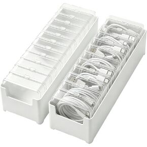 Clear Cable Organizer Storage Box, 2 Pcs 11 Box Desktop Cable Management with Switch, Power Cord Organizer for Office,Home,Desk Accessories Storage Stationery Supplies and Accessories in Kuwait