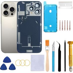 Back Glass Housing Replacement for iPhone 16 Pro Max, Black, with Camera Lens, Adhesive and Repair Tools Kit in Saudi Arabia