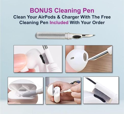 Replacement Charging Case for AirPods Pro 1&2 Generation with fast Wireless and Wired Charging, Bluetooth Pairing and Sync Button, 680mAh Battery with Multi-Function Cleaning Tool. No Earbuds/Airpods. in Saudi Arabia