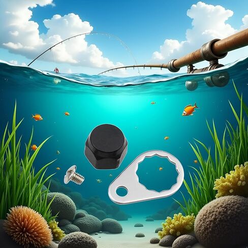 1Set M7 Fishing Reel Screws Nut Caps, Metal Fishing Reel Handle Screw Cap Crank Nuts and Locking Plate Replacement for Left and Right Hand Plate DIY Fishing Accessory Fishing Reel Replacement Parts in Saudi Arabia