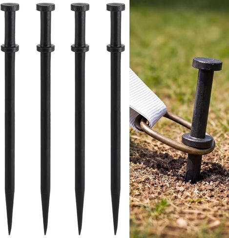 4 Pack Double Head Steel Stakes 3/4 x 24 Inch Heavy Duty Tent Ground Stakes Black Steel Ground Spikes for Speed Bump Parking Curb Outdoor Camping Tent Inflatable Garden Decor in Saudi Arabia