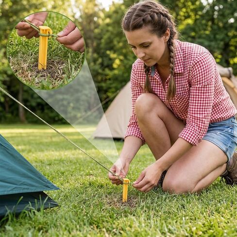 12Pcs Plastic Tent Stakes, 5.7Inch Heavy Duty Beach Tent Pegs Canopy Stakes for Camping Gardening Backpacking Tents Pegs Spike Hook, Durable Garden Landscape Stake Tents Spikes for Outdoor Garden in Saudi Arabia