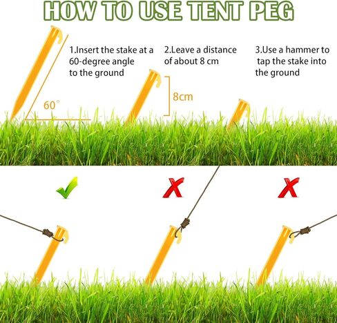12Pcs Plastic Tent Stakes, 5.7Inch Heavy Duty Beach Tent Pegs Canopy Stakes for Camping Gardening Backpacking Tents Pegs Spike Hook, Durable Garden Landscape Stake Tents Spikes for Outdoor Garden in Saudi Arabia