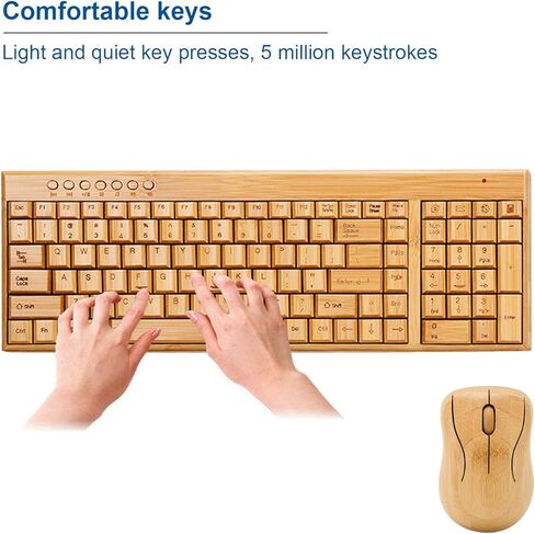 Vikye Keyboard and Mouse Set, 2.4GHz Wireless Plug and Play Bamboo Computer Wireless Devices, Wireless Connection Wood Computer Control Devices for Office (Keyboard) in Saudi Arabia