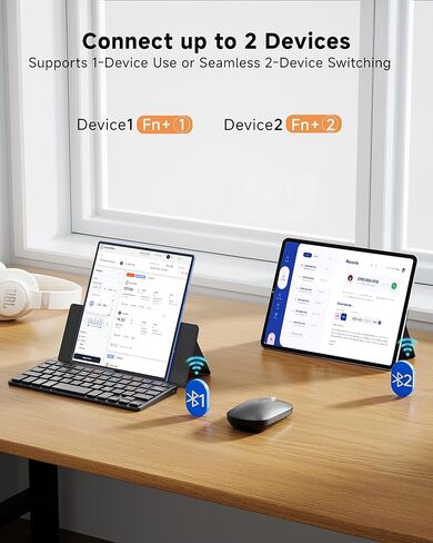 Ultra-Compact Keyboard & Mouse for Samsung Galaxy Z Fold 7/6/5, Portable Mini Wireless Keyboard for Travel, Dual-Bluetooth Channel & Adjustable Kickstand & Leather Cover Case for Motorola Razr Fold in Saudi Arabia