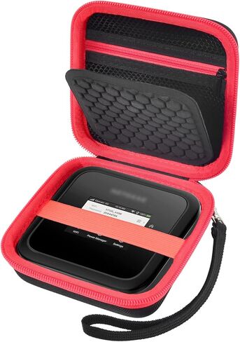 حافظة جهاز التوجيه الصلب للسفر من Boobowl لجهاز NETGEAR Nighthawk 5G Mobile Hotspot M7، منظم حامل جهاز التوجيه WiFi 7 المحمول مع حزام قابل للفصل، وسادة صدمات وجيب شبكي للسفر (أسود، 5G) in Kuwait