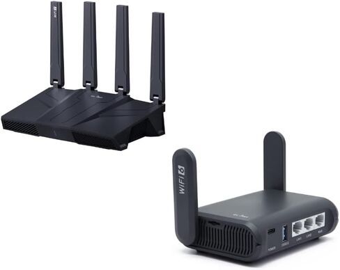 GL.iNet GL-BE9300(Flint 3) Tri-Band WiFi 7 Router & GL.iNet GL-AXT1800(Slate AX) Portable Gigabit Travel Router in Saudi Arabia