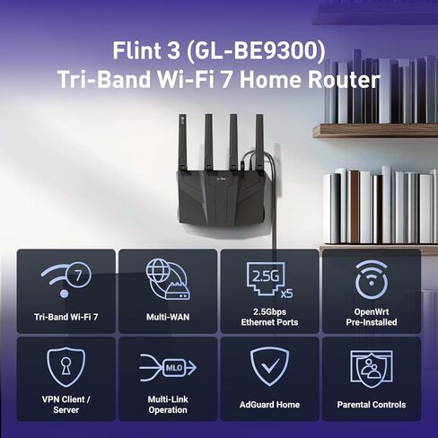 GL.iNet GL-BE9300(Flint 3) Tri-Band WiFi 7 Router & GL.iNet GL-AXT1800(Slate AX) Portable Gigabit Travel Router in Saudi Arabia