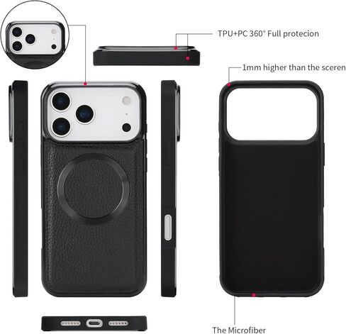 Crossbody Wallet Case for iPhone 17 Pro Max, Magnetic Detachable PU Leather Case with Card Holder, Wristlet & Shoulder Strap, Zipper Pocket, RFID Purse Case for Women - Black in Saudi Arabia