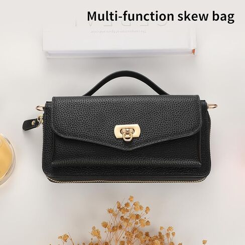 Crossbody Wallet Case for iPhone 17 Pro Max, Magnetic Detachable PU Leather Case with Card Holder, Wristlet & Shoulder Strap, Zipper Pocket, RFID Purse Case for Women - Black in Saudi Arabia