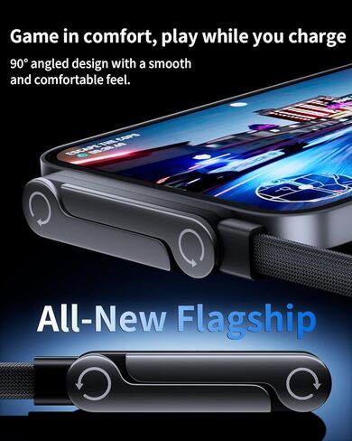 حامل غير مرئي USB C إلى كابل شاحن Lightning، MFi 30W PD شحن سريع جانبي سلك شاحن iPhone، كابل 4.9 قدم من النوع C إلى Lightning مع حامل معدني قابل للتعديل 360 درجة للألعاب والمكتب والمنزل in Kuwait