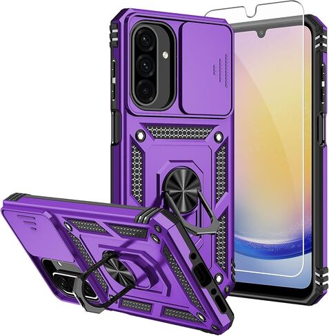 حافظة هاتف Galaxy A17 5G، مع واقيات شاشة عالية الدقة وغطاء عدسة الكاميرا، حماية من السقوط من الدرجة العسكرية بطول 16 قدمًا، حافظة هاتف واقية بمسند مغناطيسي لهاتف Samsung A17 5G، أزرق in Kuwait