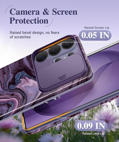 GVIEWIN for Samsung Galaxy S26 Ultra Case with Slide Camera Cover, [Screen Protector] [Shockproof Military Grade Drop Protection] Marble Slim Fit Hard PC Phone Cover S26 Ultra 6.9" 2026 (Quicksand) in Saudi Arabia