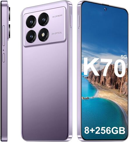 K70 5G Unlocked Cell Phones 2026 Android 13 Unlocked Phones 6.8" HD Screen 8GB+256GB 8-Core Android Phones 6800mAh Battery Standby 24MP+50MP Camera 5G Dual SIM Unlocked Smartphones(White) in Saudi Arabia