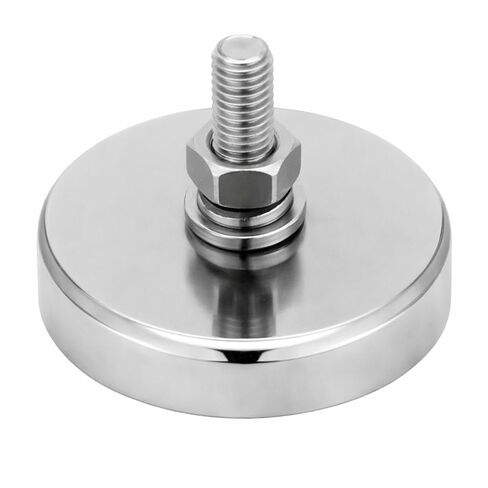 Flutesan 4 Pieces Heavy Duty Neodymium Round Mounting Magnet with Bolt 1.65in-180lb-M6 Silver with Male Thread Stud Strong Rare Earth Magnet Super Powerful for Lighting Camera Brackets License Plate in Saudi Arabia