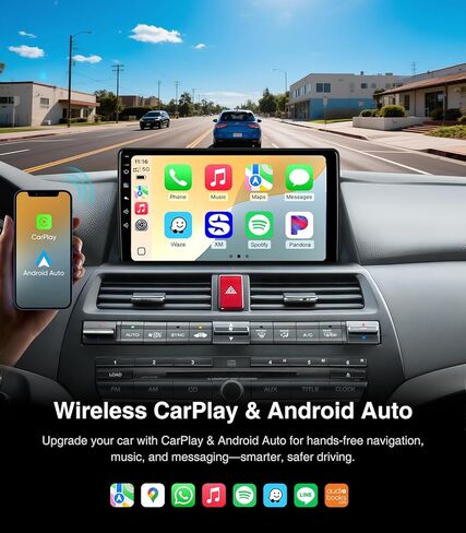 4G+64G لسيارة Honda Accord 8th 2008 2009 2010 2011 2012 2013 ترقية ستيريو الراديو مع Carplay Android Auto GPS Navigation SWC كاميرا احتياطية بلوتوث تعمل باللمس in Saudi Arabia