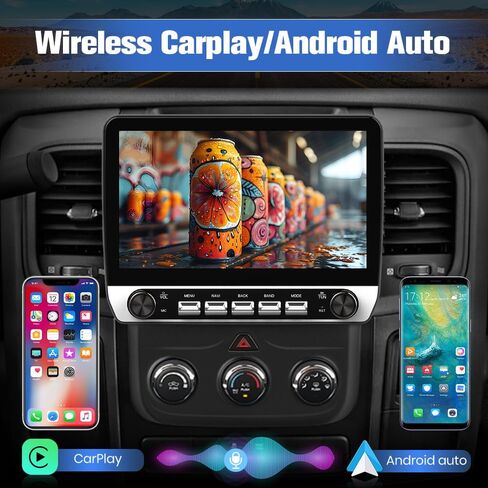 Android 15 Car Radio for Dodge Ram 2013-2019 1500 2500 3500, 10 Inch Stereo with Keys and knobs, 2GB+64GB, Wireless CarPlay Android Auto GPS FM WiFi SWC (Only fit Manual AC) in Saudi Arabia