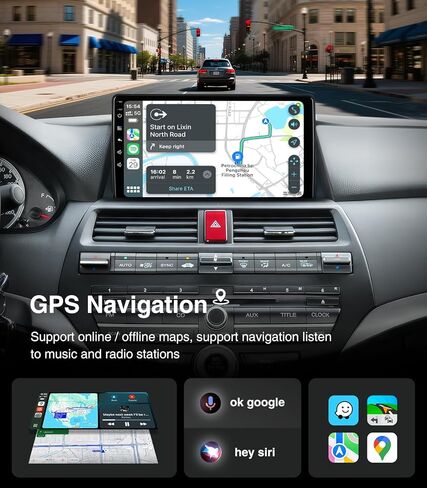 4G+64G لسيارة Honda Accord 8th 2008 2009 2010 2011 2012 2013 ترقية ستيريو الراديو مع Carplay Android Auto GPS Navigation SWC كاميرا احتياطية بلوتوث تعمل باللمس in Saudi Arabia