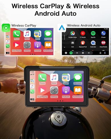 2026 7 Inch HD Motorcycle Carplay Screen with TPMS, Apple CarPlay & Android Auto, GPS Navigation, Voice Control, IP67 Waterproof, Brightness Adjustment, Screen Lock PIN, Bluetooth in Saudi Arabia