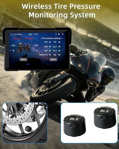 2026 7 Inch HD Motorcycle Carplay Screen with TPMS, Apple CarPlay & Android Auto, GPS Navigation, Voice Control, IP67 Waterproof, Brightness Adjustment, Screen Lock PIN, Bluetooth in Saudi Arabia