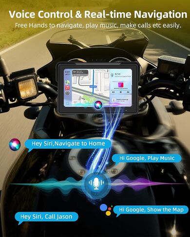 2026 7 Inch HD Motorcycle Carplay Screen with TPMS, Apple CarPlay & Android Auto, GPS Navigation, Voice Control, IP67 Waterproof, Brightness Adjustment, Screen Lock PIN, Bluetooth in Saudi Arabia