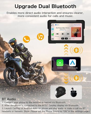 2026 7 Inch HD Motorcycle Carplay Screen with TPMS, Apple CarPlay & Android Auto, GPS Navigation, Voice Control, IP67 Waterproof, Brightness Adjustment, Screen Lock PIN, Bluetooth in Saudi Arabia