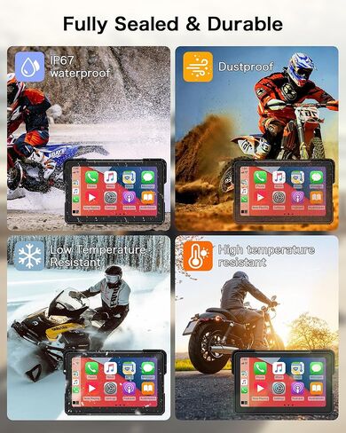 2026 7 Inch HD Motorcycle Carplay Screen with TPMS, Apple CarPlay & Android Auto, GPS Navigation, Voice Control, IP67 Waterproof, Brightness Adjustment, Screen Lock PIN, Bluetooth in Saudi Arabia