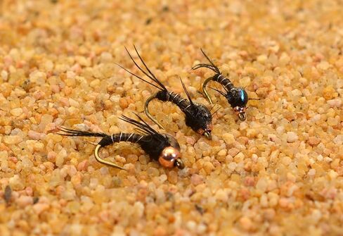 12 Flies - Bead Head Black Micro Mayfly Nymph Fishing Fly - Mustad Signature Fly Hooks in Saudi Arabia